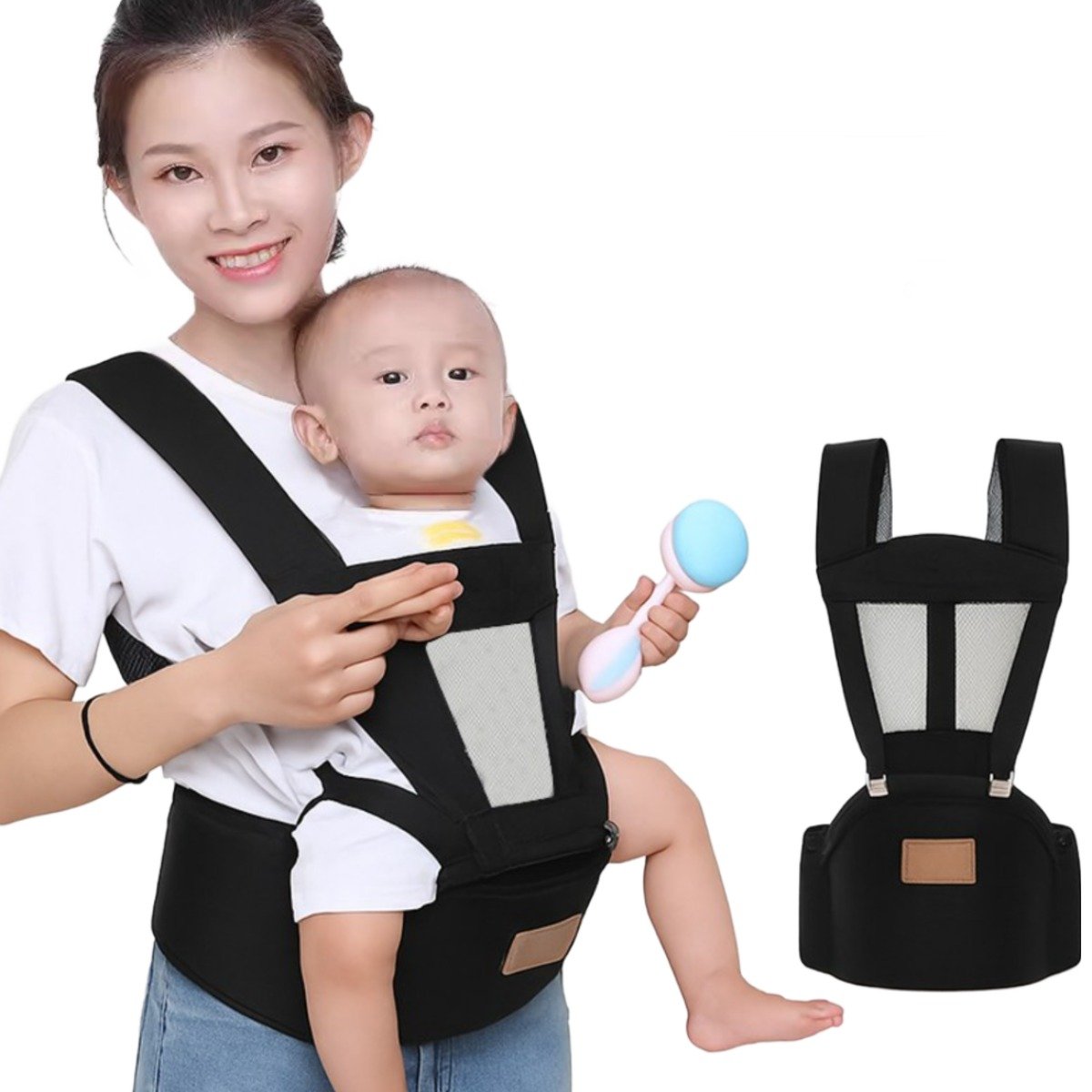 휴대용 힙시트 아기띠 초경량 신생아아기띠, 블랙 상세 이미지 1