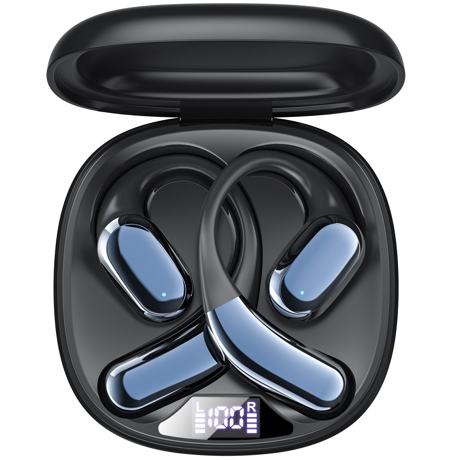 OMIIYA 귀걸이형 노이즈캔슬링 무선 블루투스 이어폰 오픈형 고음질, 블랙, E12할인 상세 이미지 1