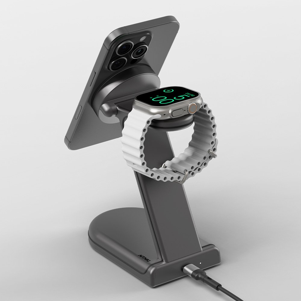 2in1 애플 MFM 맥세이프 고속 무선 충전기 MC510 핑크 상세 이미지 1