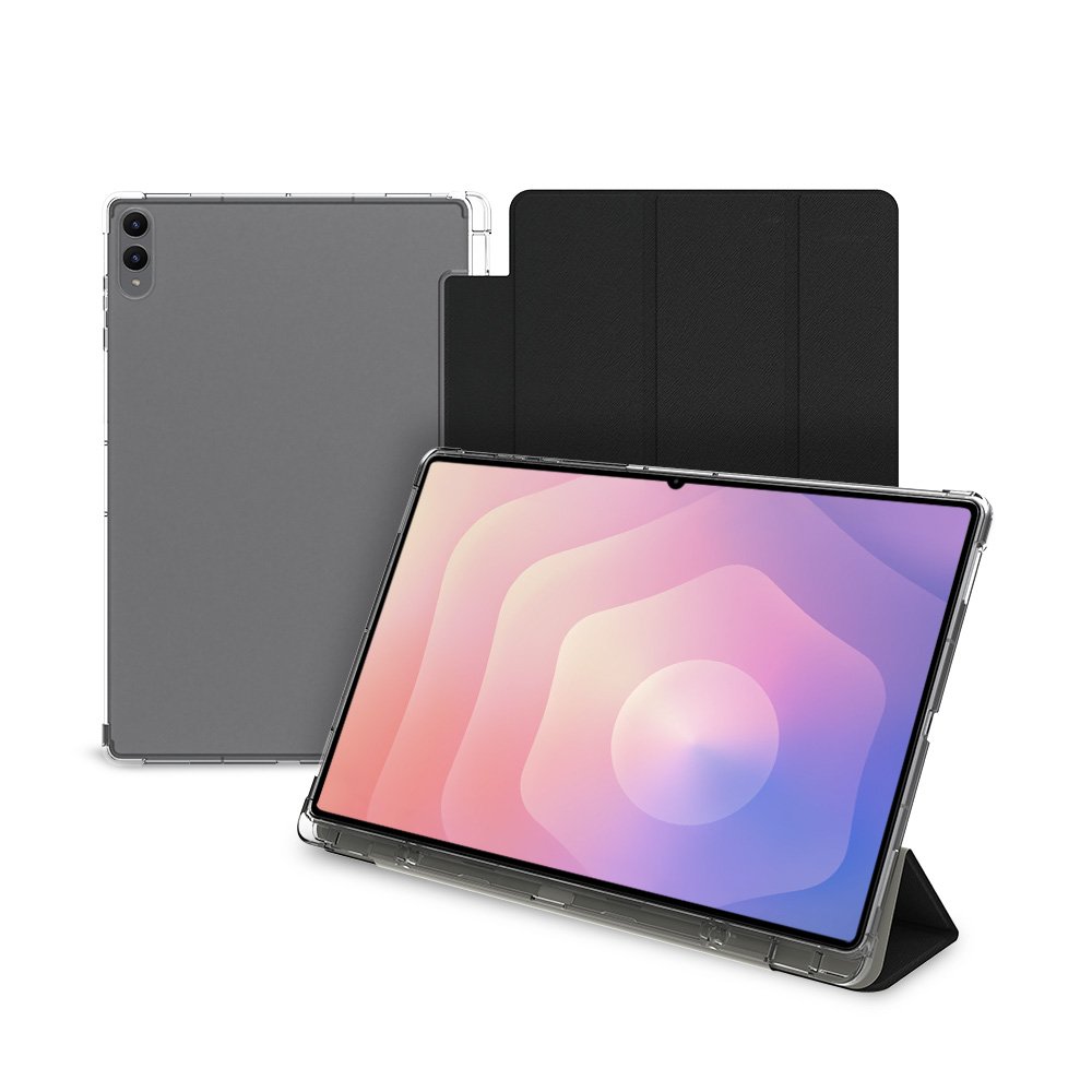 랩씨 스마트 북커버 클리어 슬림핏 케이스 사피아노 블랙, 갤럭시 탭 S11 울트라 상세 이미지 1