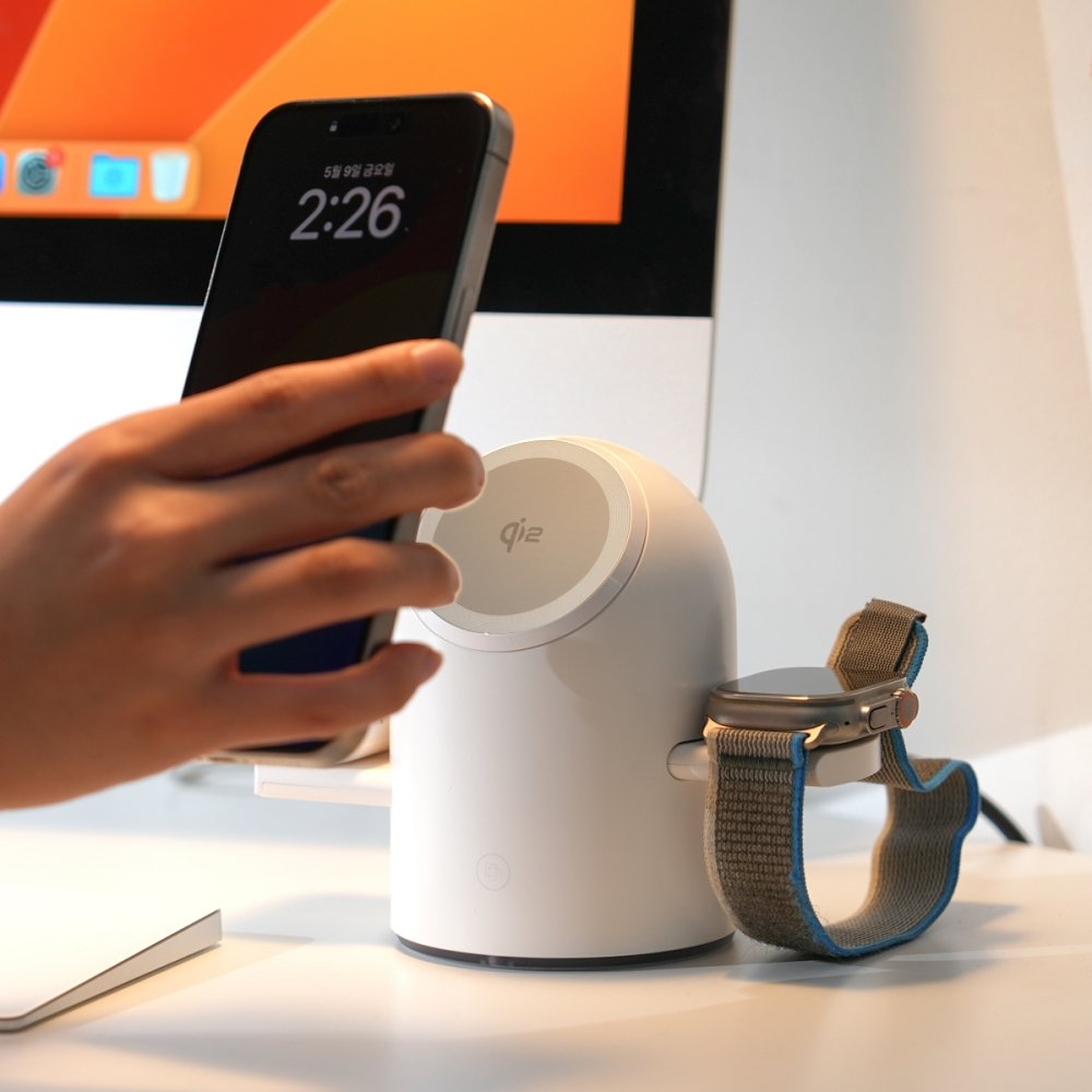 Qi2 3in1 15W 맥세이프 무선 충전기 거치대 파워M 터치 상세 이미지 1