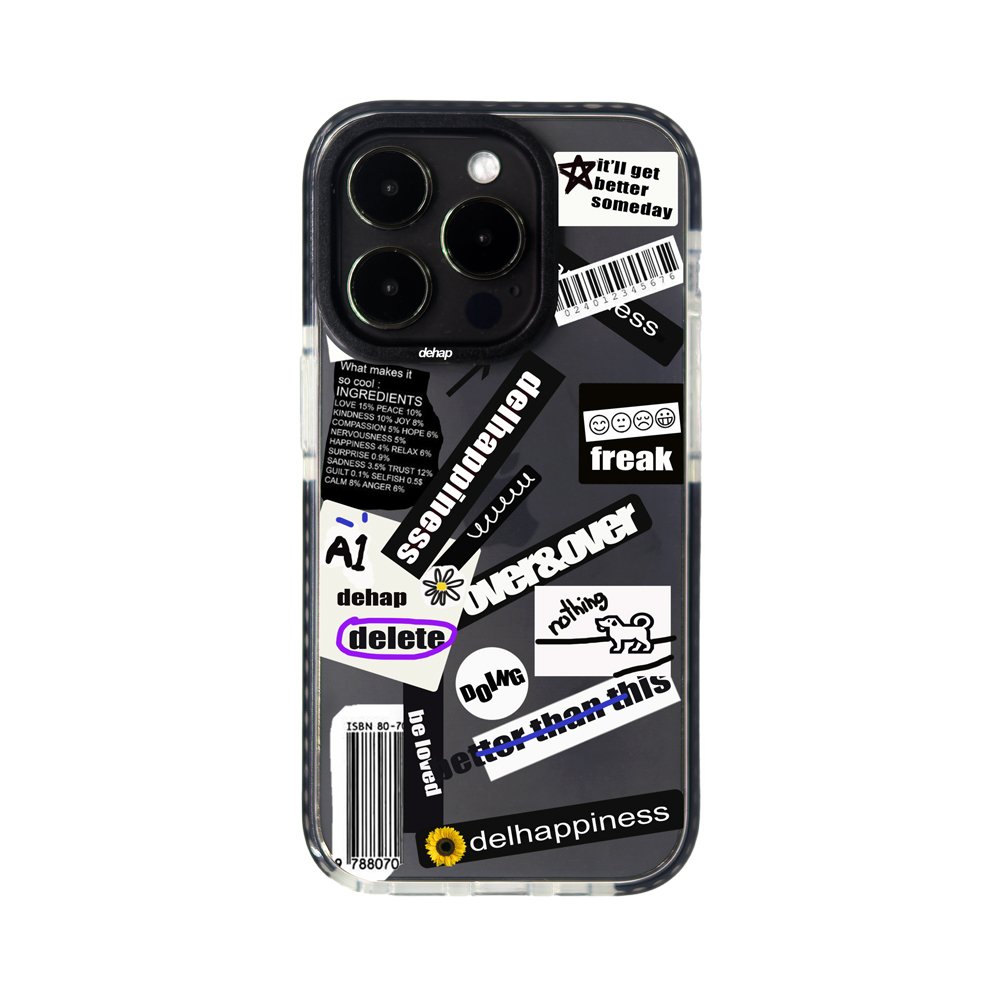 dehap 아이폰 16프로 맥스 케이스 블랙 라벨 투명 상세 이미지 1