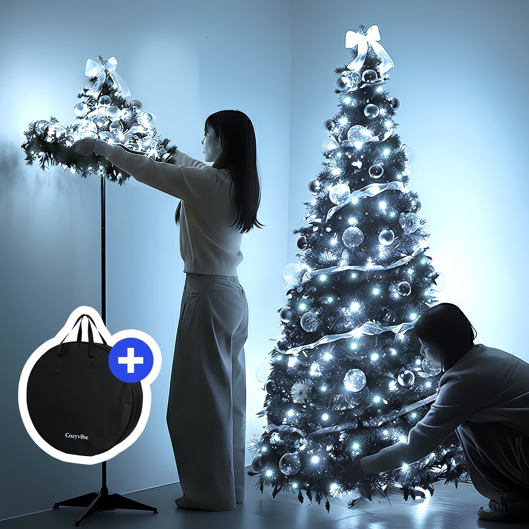 블랙 원터치 트리 접이식 대형 크리스마스 트리 180 전구 오너먼트 풀세트 상세 이미지 1