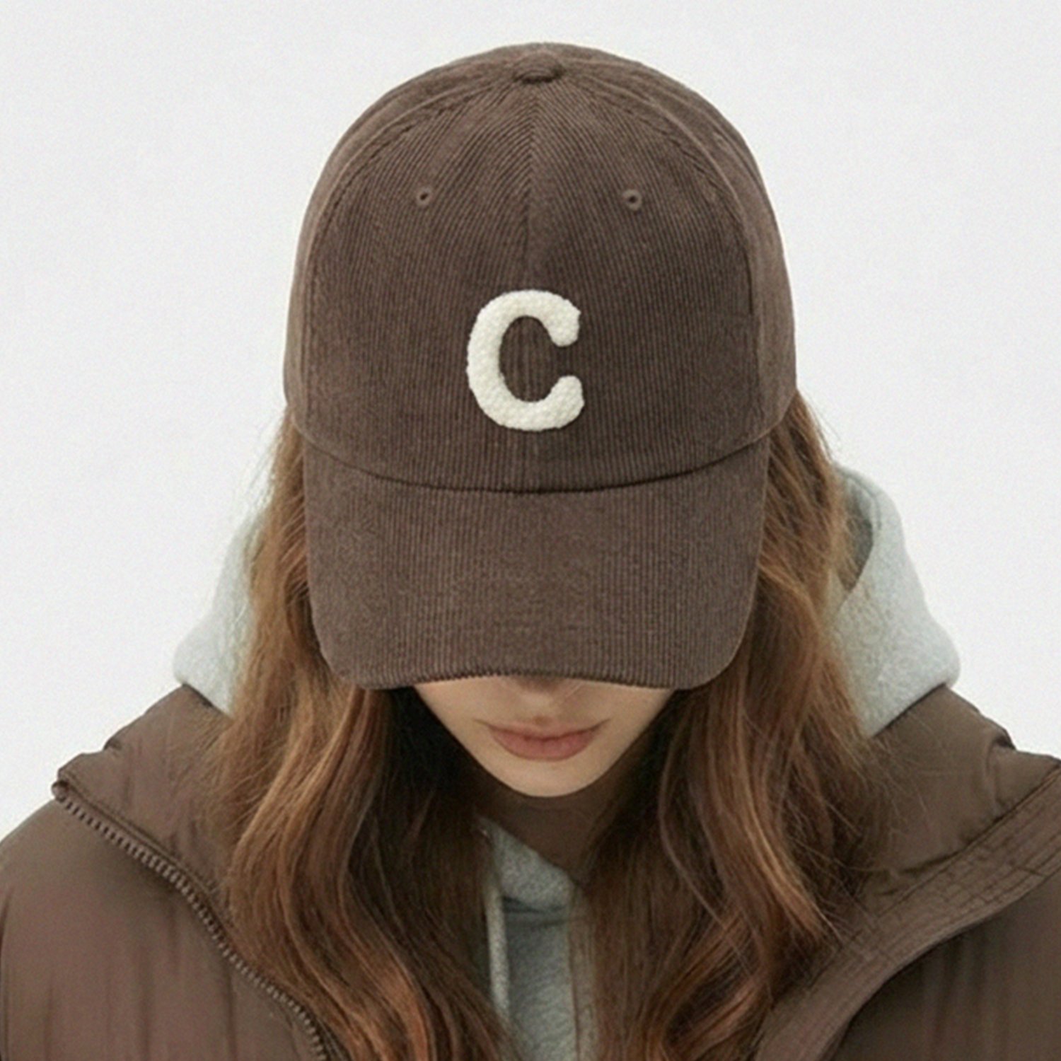 국내생산 볼록C 로고 골덴 볼캡 코듀로이 캡모자 남녀공용 가을 겨울 야구모자 상세 이미지 1