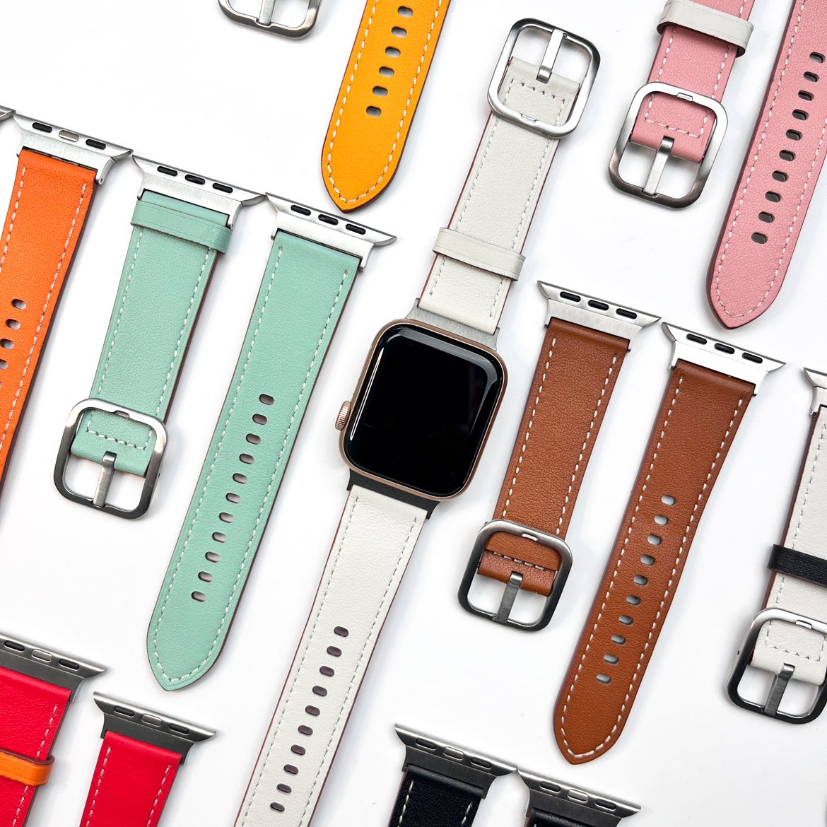 애플워치SE3 가죽 링크 스트랩 애플워치울트라3 시계줄 에토프 줄 밴드 42mm 46mm 상세 이미지 1