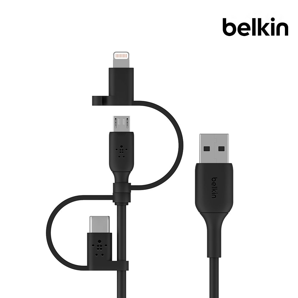 벨킨 부스트업 3in1 USB-C타입 + 라이트닝 + 마이크로 5핀 충전 케이블 1M CAC001bt1M 아이폰17 16 갤럭시 S26 S25 Z플립 폴드 아이패드 맥북 호환 상세 이미지 1