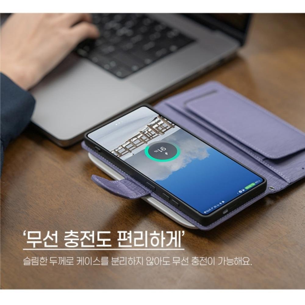 엡피 다이어리 가죽 카드 지갑 케이스 네이비, 갤럭시A17 상세 이미지 1